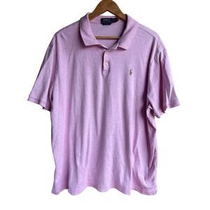 Polo Ralph Lauren Size XXL Men's Heather Pink Short Sleeve Polo 100% Cotton